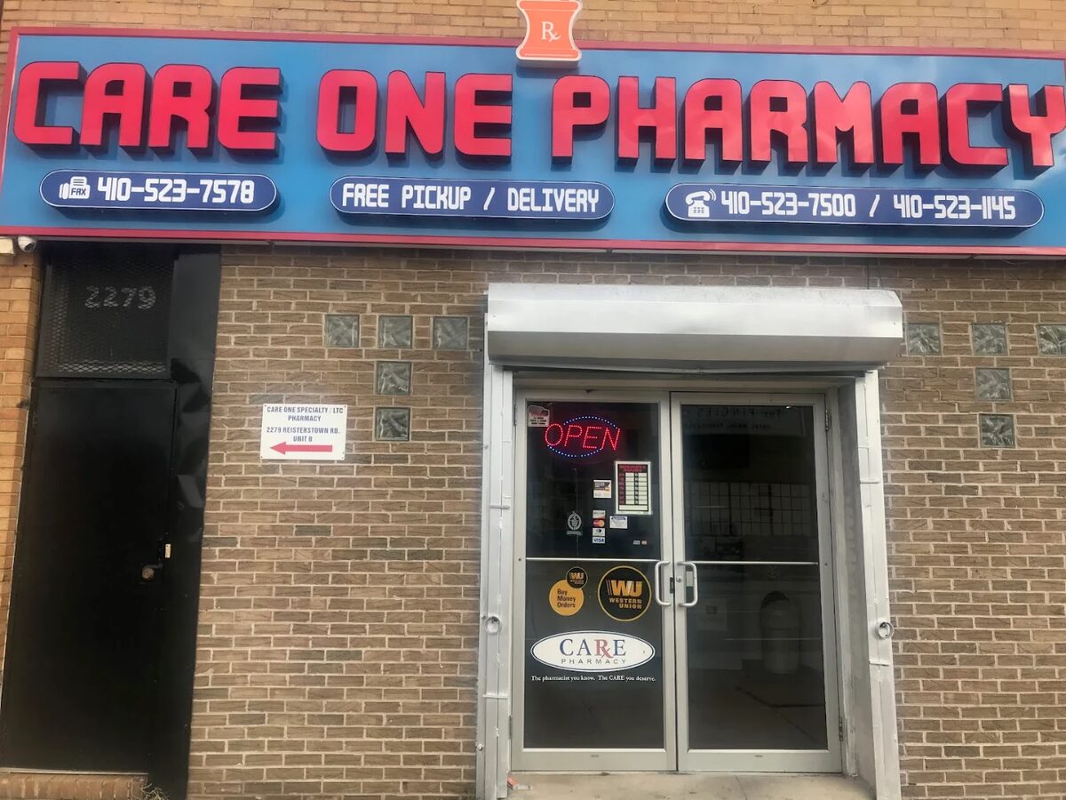 Care One Pharmacy LTC Specialty storefront on Reisterstown Rd.