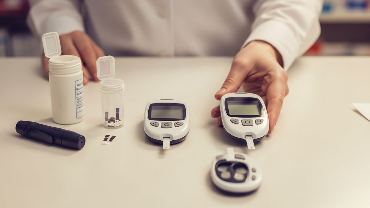 Diabetic care supplies including a glucose meter and test strips
